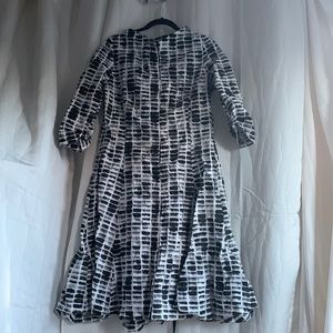 Rostefrei Cotton Taffeta 3/4 Sleeve Puff Midi Dress 42